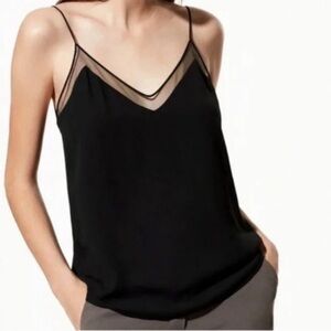 Babaton Black Sheer-Trim Camisole. Size Small